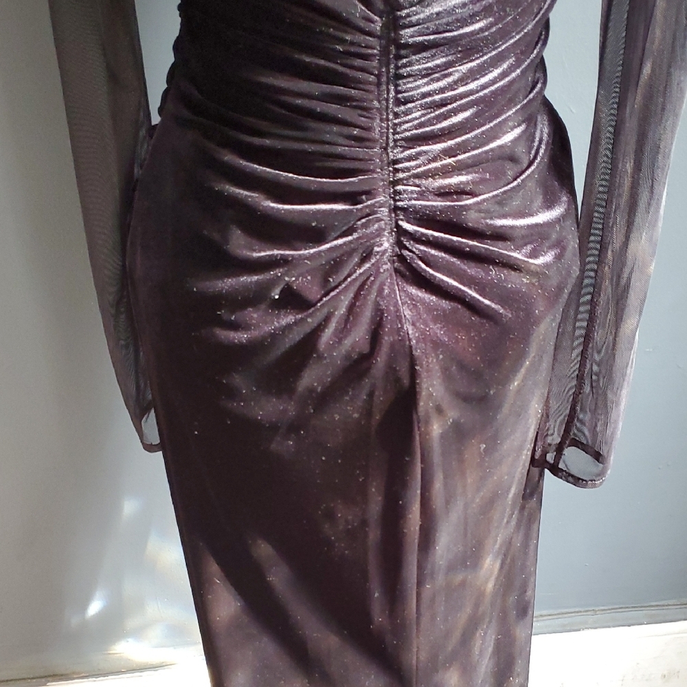 Nwot Eliza J Black Ruched Long Sleeve Cocktail Gown - Picture 8 of 15